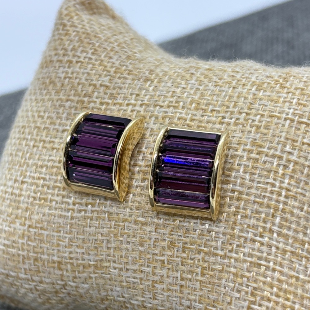 Vintage Swarovski Deep Purple Crystal Earrings